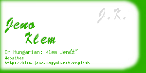 jeno klem business card
